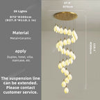 Ceramic Magnolia Staircase Chandelier 6/9/18/36 Lights for high ceiling staircase and foyer lighting