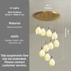 Ceramic Magnolia Staircase Chandelier 6/9/18/36 Lights for high ceiling staircase and foyer lighting