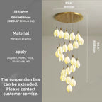 Ceramic Magnolia Staircase Chandelier 6/9/18/36 Lights for high ceiling staircase and foyer lighting