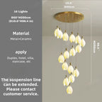 Ceramic Magnolia Staircase Chandelier 6/9/18/36 Lights for high ceiling staircase and foyer lighting