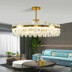 Cesi Foyer Crystal Chandelier Black/Silver/Gold Colours - Bling Lighting Studio