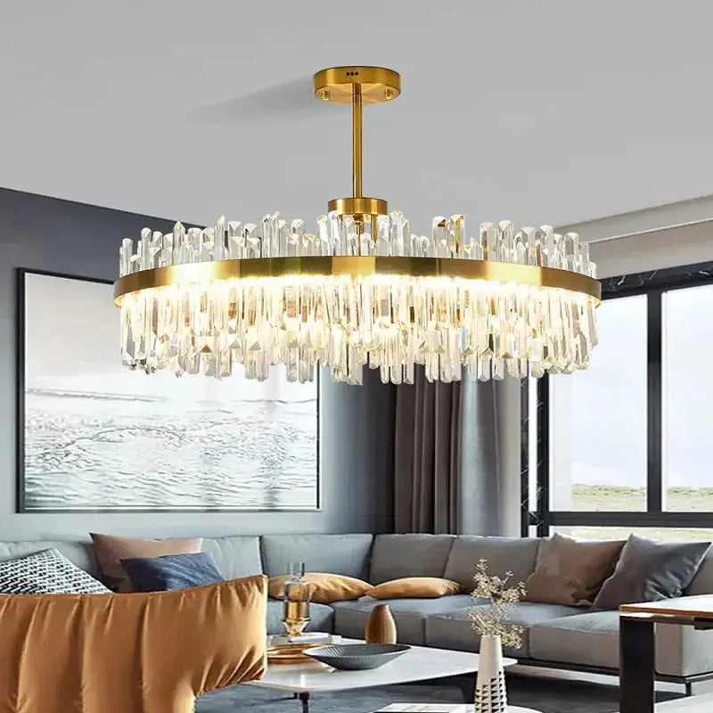 Cesi Foyer Crystal Chandelier Black/Silver/Gold Colours - Bling Lighting Studio