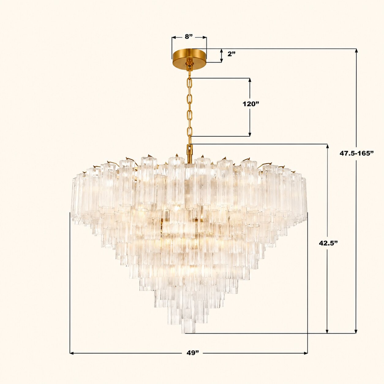 Araña de cristal estilo Murano Addis de 124 cm