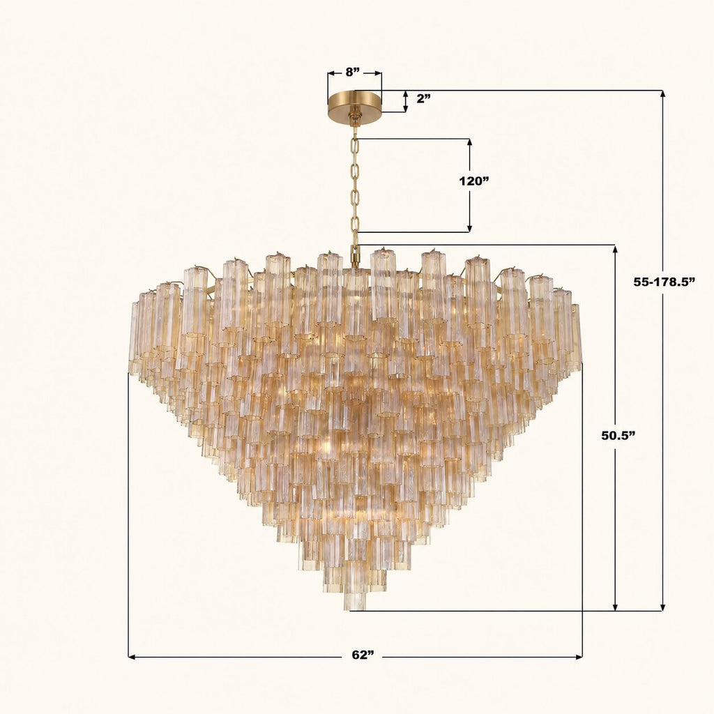 Araña de cristal estilo Murano Addis de 157 cm