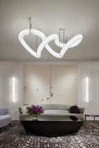 Streamlined Alabaster Linear And Curved Chandelier