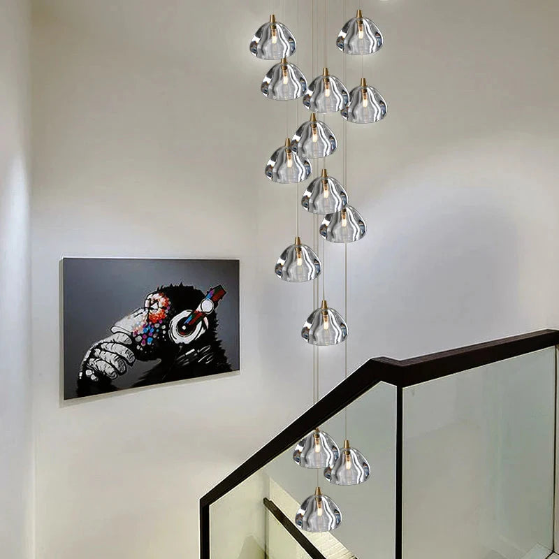 Clear Crystal Bubble Chandelier For High Ceiling Foyer for high ceiling staircase and foyer lighting
