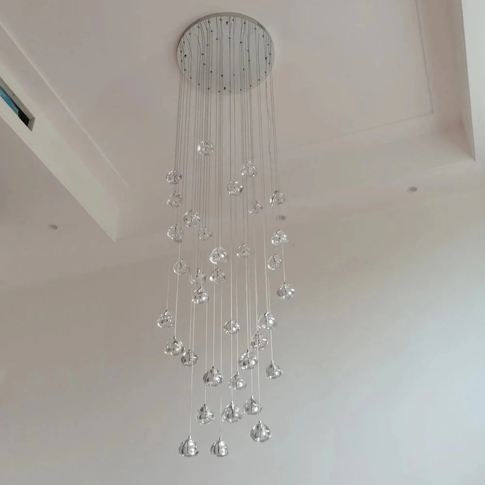 Clear Crystal Bubble Chandelier For High Ceiling Foyer for high ceiling staircase and foyer lighting
