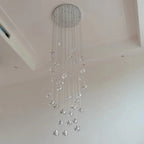 Clear Crystal Bubble Chandelier For High Ceiling Foyer for high ceiling staircase and foyer lighting