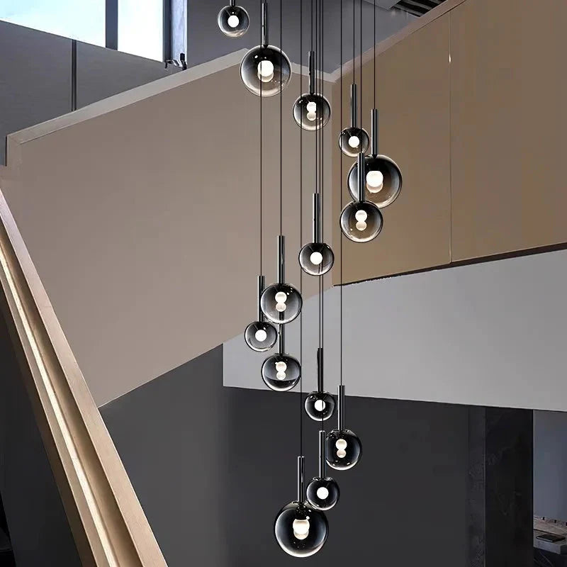 Cleo Bubble Staircase Chandelier for high ceiling staircase and foyer lighting