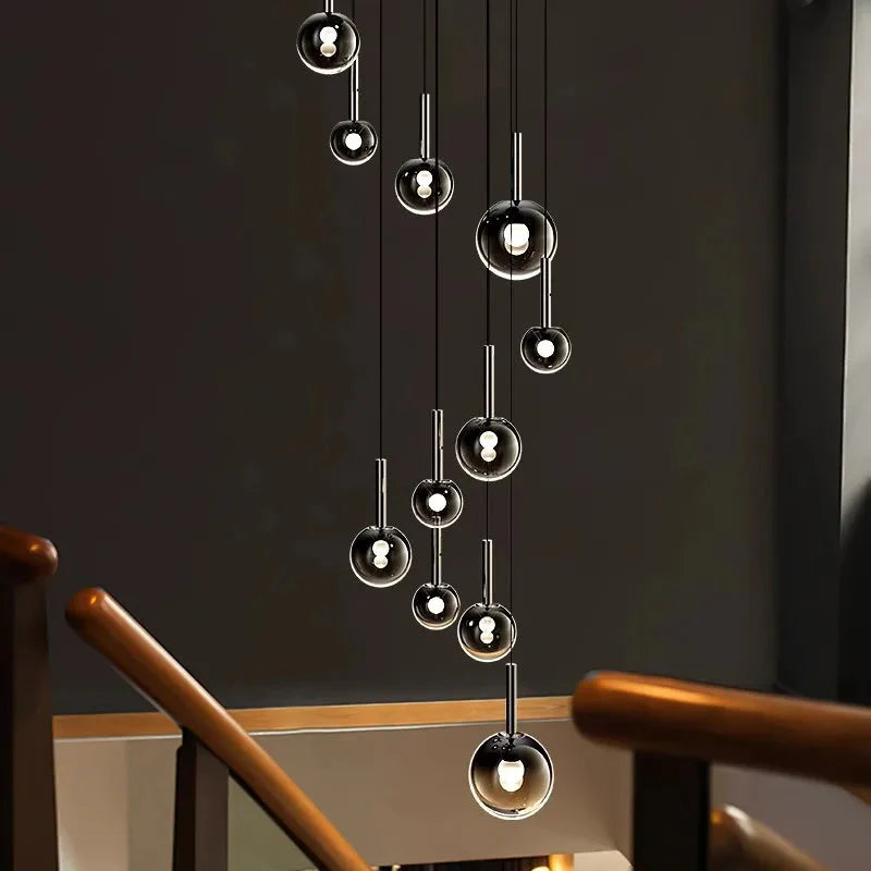 Cleo Bubble Staircase Chandelier for high ceiling staircase and foyer lighting