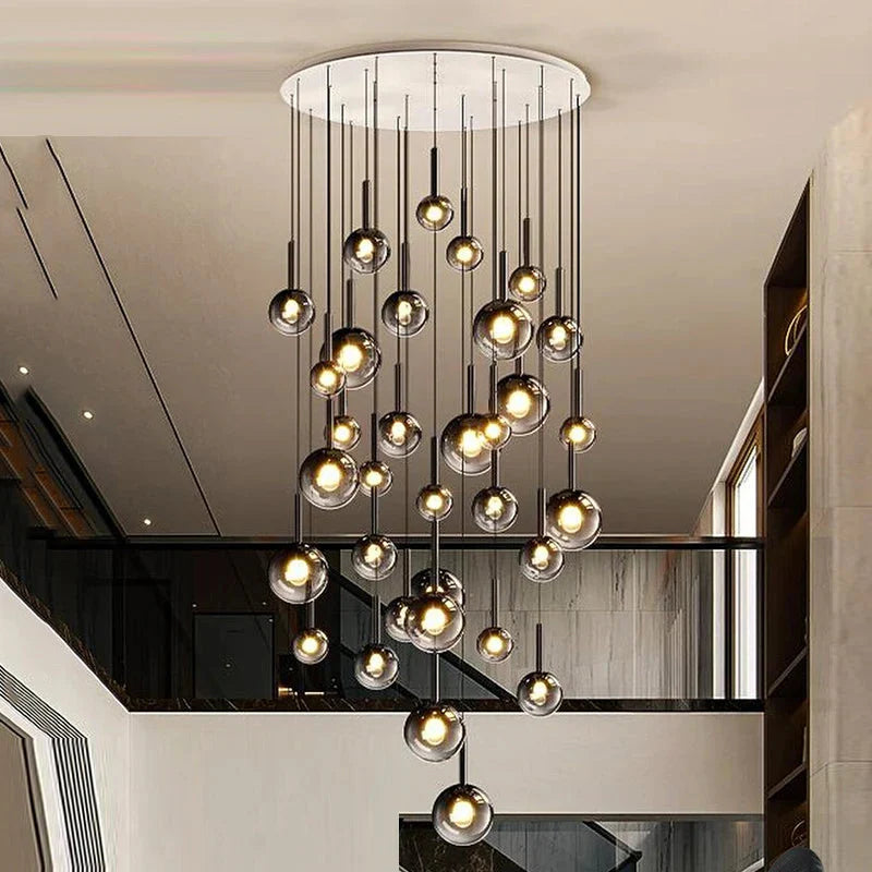 Cleo Bubble Staircase Chandelier for high ceiling staircase and foyer lighting