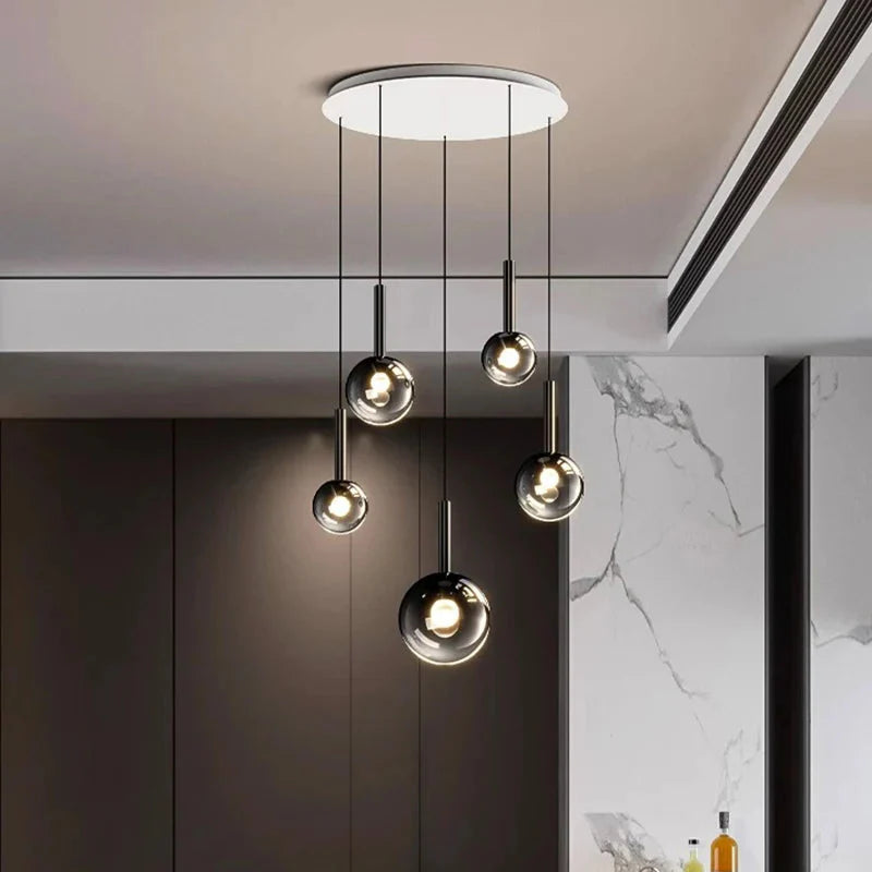Cleo Bubble Staircase Chandelier for high ceiling staircase and foyer lighting