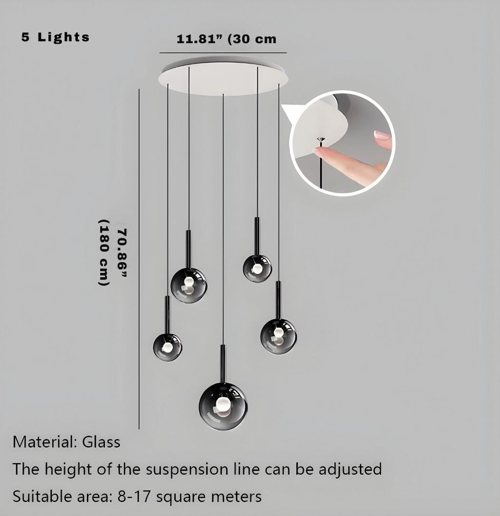 Cleo Bubble Staircase Chandelier for high ceiling staircase and foyer lighting