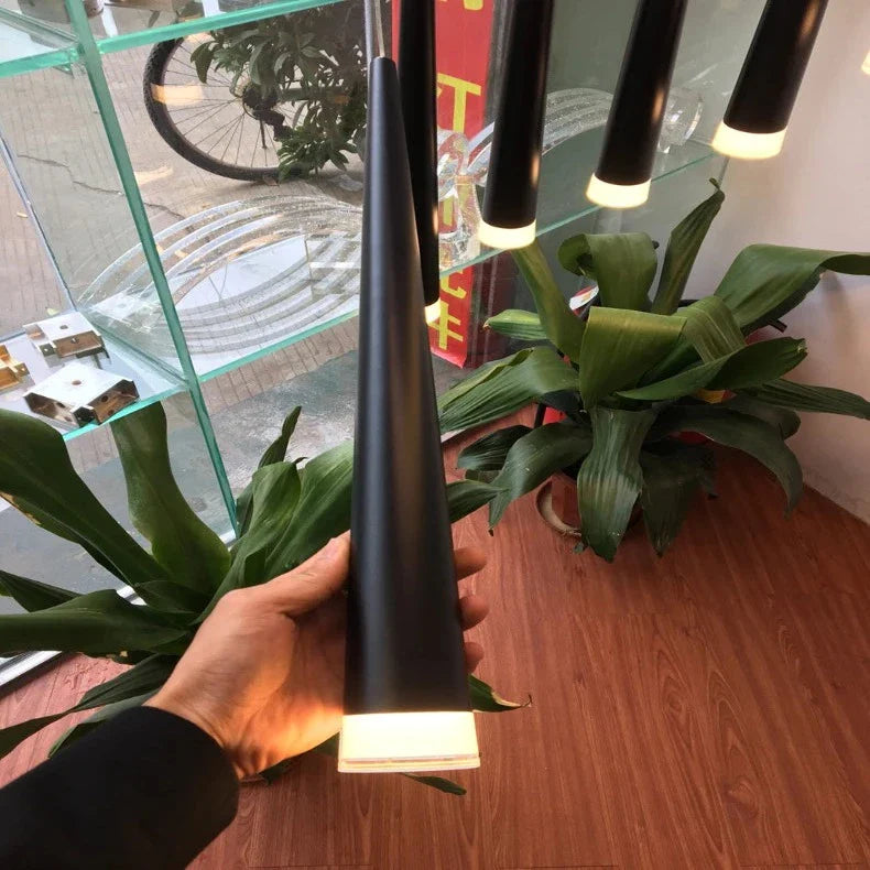 Contemporary Black LED Pendant Light for Stairwell for high ceiling staircase and foyer lighting
