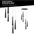 Contemporary Black LED Pendant Light for Stairwell for high ceiling staircase and foyer lighting