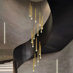 Contemporary Black LED Pendant Light for Stairwell for high ceiling staircase and foyer lighting