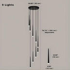 Contemporary Black LED Pendant Light for Stairwell for high ceiling staircase and foyer lighting