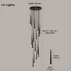 Contemporary Black LED Pendant Light for Stairwell for high ceiling staircase and foyer lighting