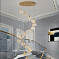 Contemporary LED Chandelier with Crystal Pendant for high ceiling staircase and foyer lighting