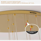 Contemporary LED Chandelier with Crystal Pendant for high ceiling staircase and foyer lighting