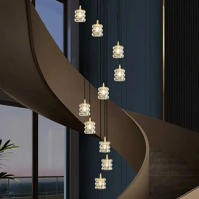 Copper Staircase Lighting Indoor 6/10 Heads for high ceiling staircase and foyer lighting