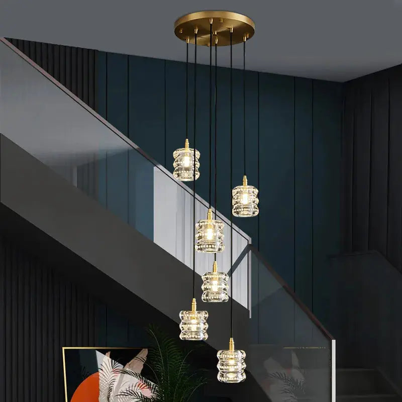Copper Staircase Lighting Indoor 6/10 Heads for high ceiling staircase and foyer lighting