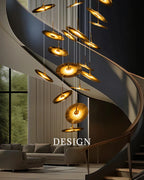 Coren Multi Glass Pendant Chandelier for high ceiling staircase and foyer lighting