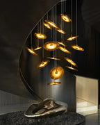 Coren Multi Glass Pendant Chandelier for high ceiling staircase and foyer lighting