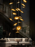 Coren Multi Glass Pendant Chandelier for high ceiling staircase and foyer lighting