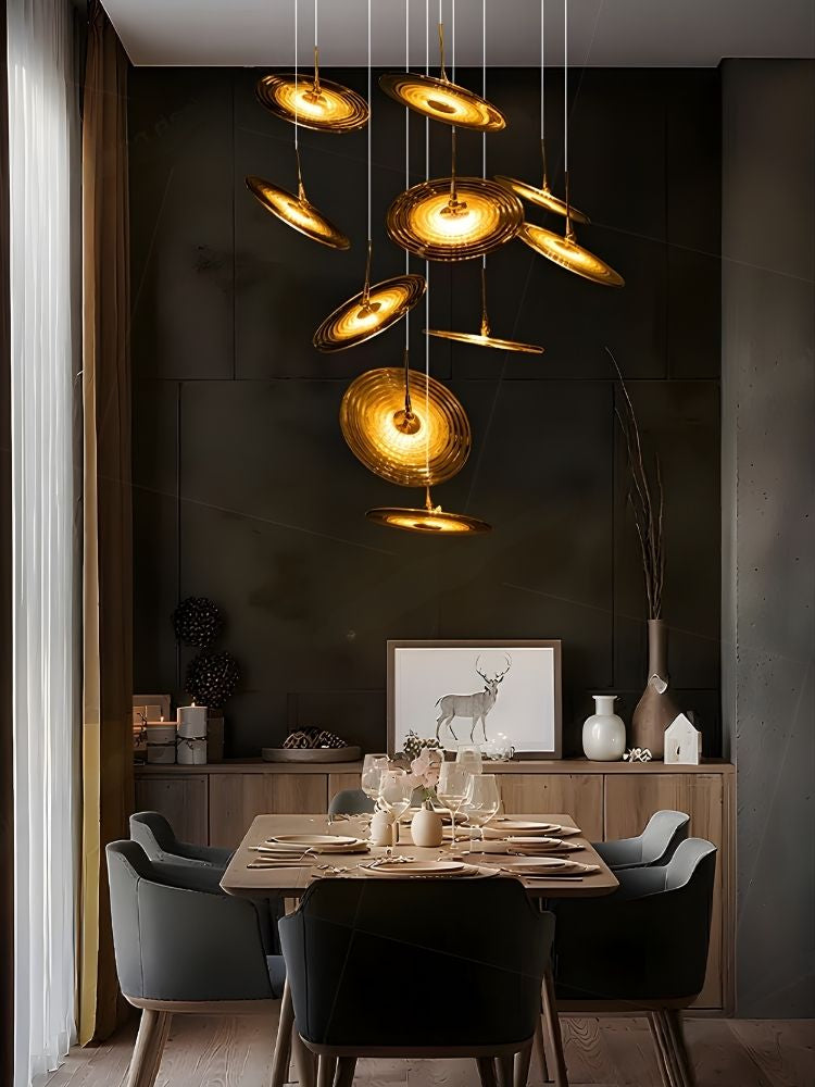 Coren Multi Glass Pendant Chandelier for high ceiling staircase and foyer lighting
