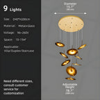 Coren Multi Glass Pendant Chandelier for high ceiling staircase and foyer lighting