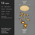 Coren Multi Glass Pendant Chandelier for high ceiling staircase and foyer lighting