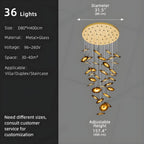Coren Multi Glass Pendant Chandelier for high ceiling staircase and foyer lighting