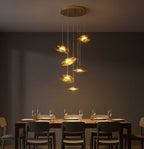 Coren Multi Glass Pendant Chandelier for high ceiling staircase and foyer lighting