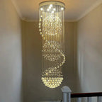 Crystal High Ceiling Stairwell Lighting for high ceiling staircase and foyer lighting