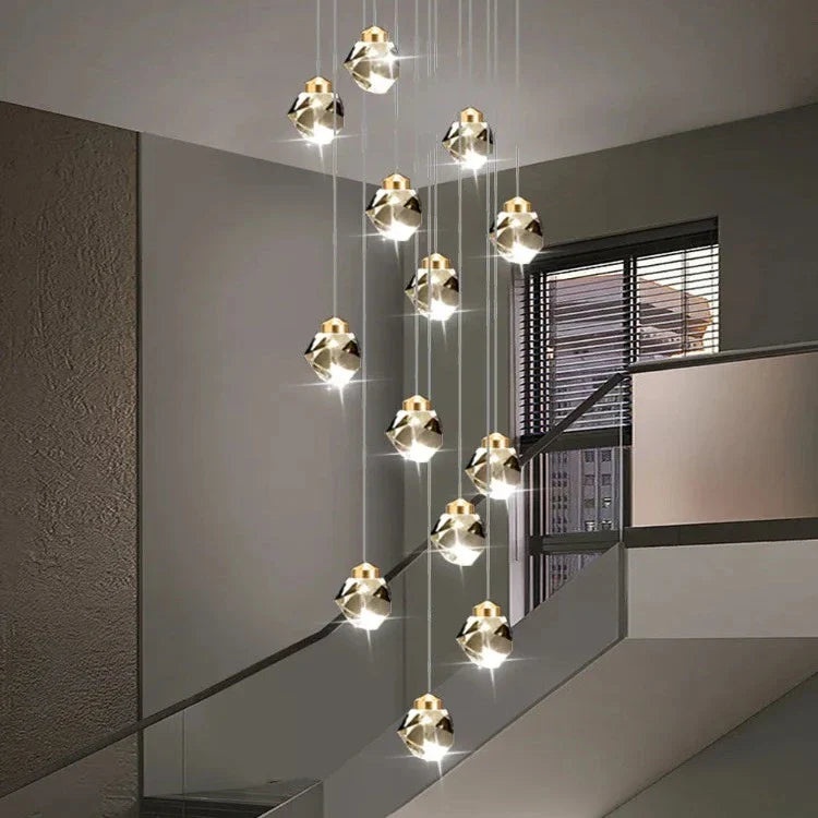 Crystal Modern Pendant Light for Staircase for high ceiling staircase and foyer lighting