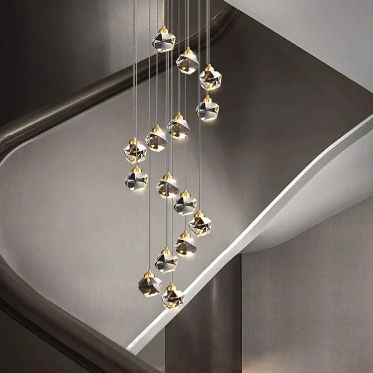 Crystal Modern Pendant Light for Staircase for high ceiling staircase and foyer lighting