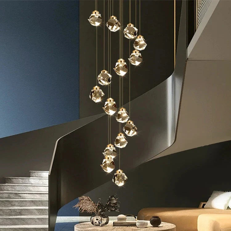 Crystal Modern Pendant Light for Staircase for high ceiling staircase and foyer lighting