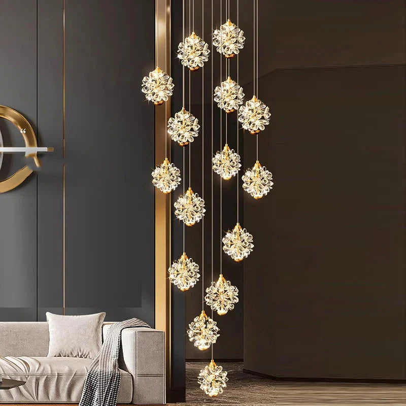 Crystal Modern Pendant Lighting for Stairs & Foyer for high ceiling staircase and foyer lighting