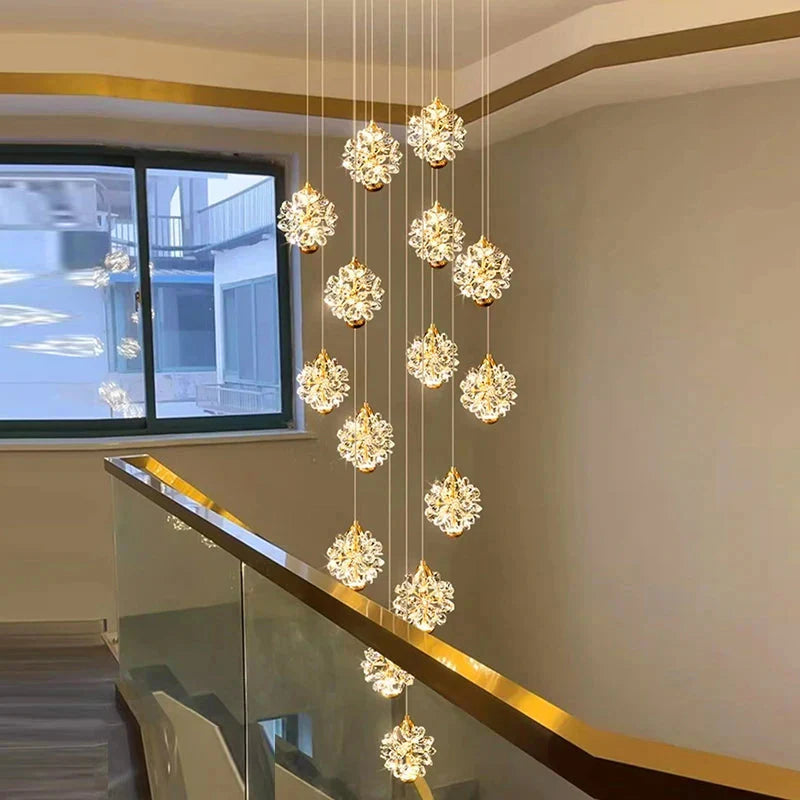 Crystal Modern Pendant Lighting for Stairs & Foyer for high ceiling staircase and foyer lighting