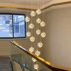 Crystal Modern Pendant Lighting for Stairs & Foyer for high ceiling staircase and foyer lighting