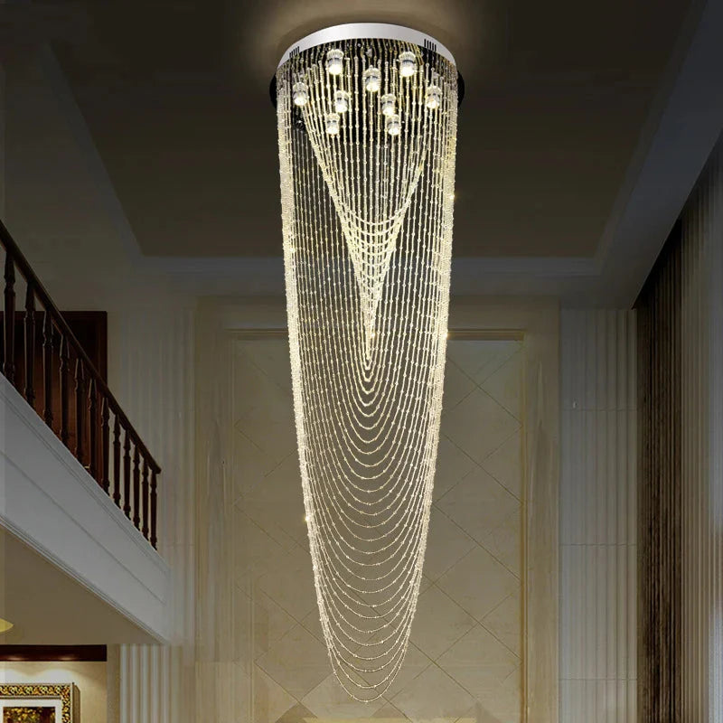 Crystal Tassel Chandelier for Staircase & Foyer for high ceiling staircase and foyer lighting