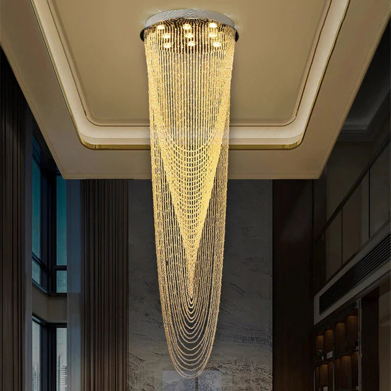 Crystal Tassel Chandelier for Staircase & Foyer for high ceiling staircase and foyer lighting