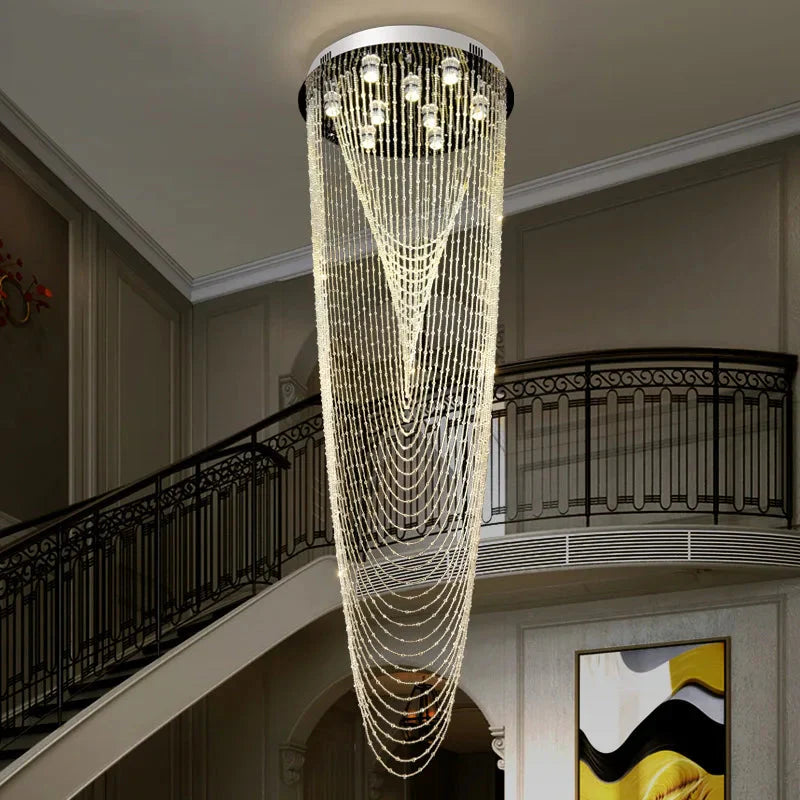 Crystal Tassel Chandelier for Staircase & Foyer for high ceiling staircase and foyer lighting