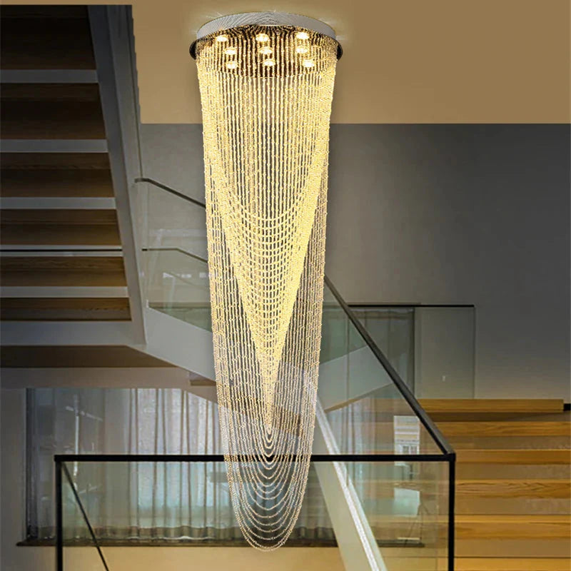Crystal Tassel Chandelier for Staircase & Foyer for high ceiling staircase and foyer lighting