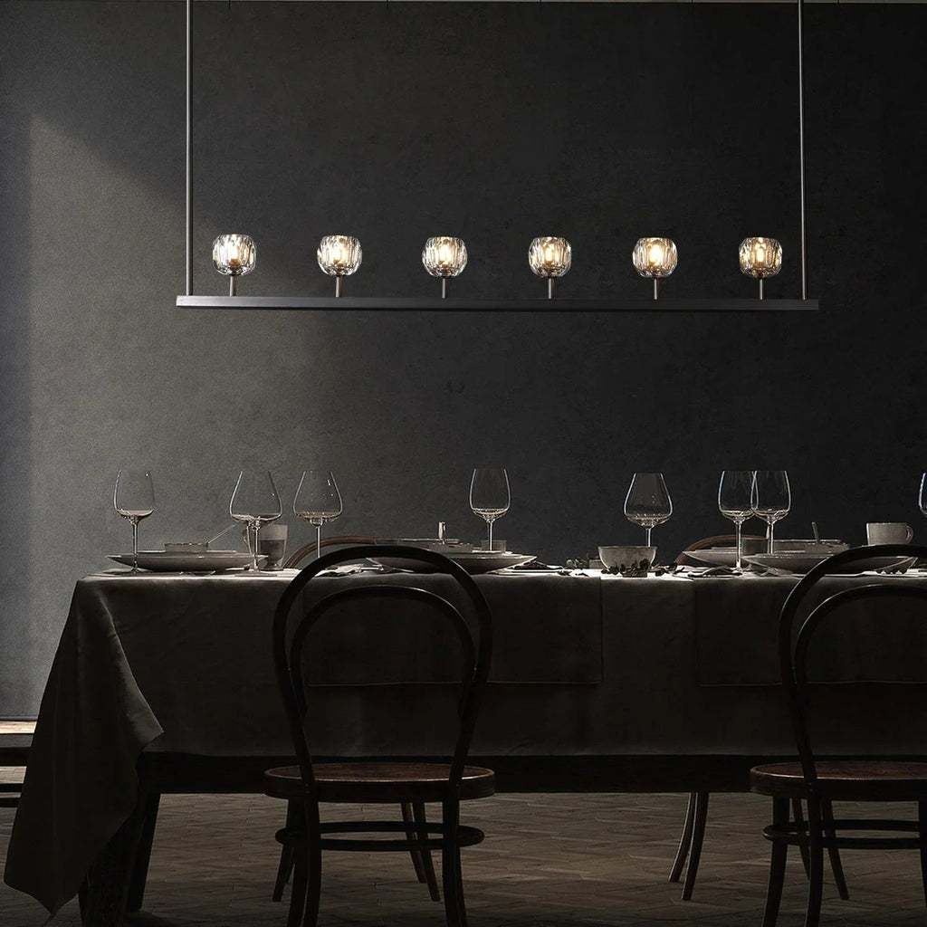 Crystal Ball Linear Chandelier by Bling Lighting Studio