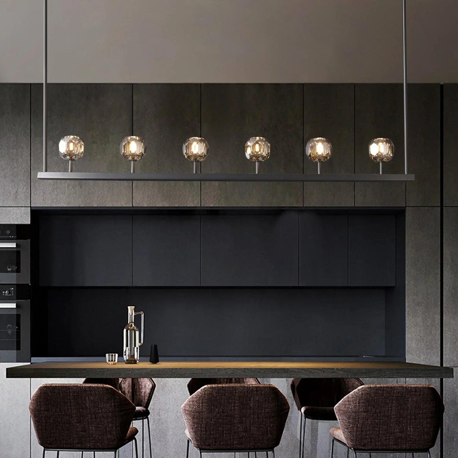 Crystal Ball Linear Chandelier by Bling Lighting Studio