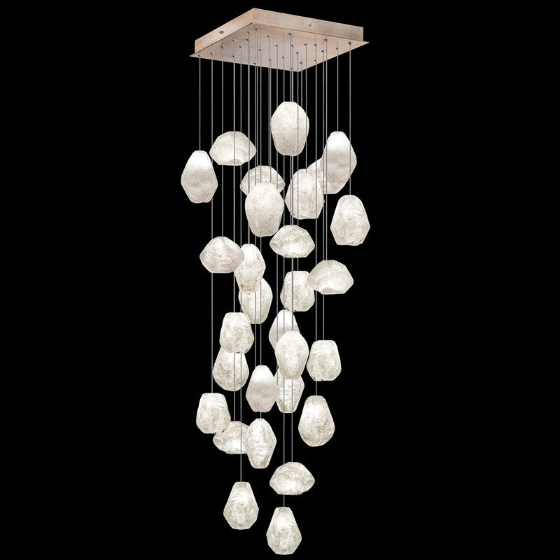 Vitrina Natural Quartz Stone Drop 30-Light Chandelier chandelier in a tall interior