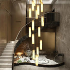 Darlen Marble Modern Staircase Chandelier for high ceiling staircase and foyer lighting