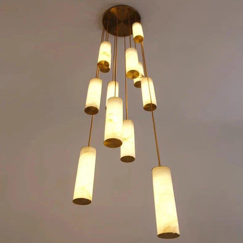 Darlen Marble Modern Staircase Chandelier for high ceiling staircase and foyer lighting